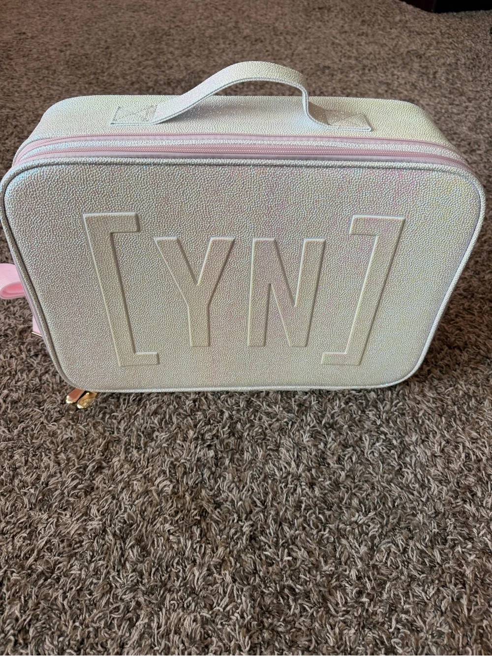 Young Nails Iridescent Pink Nail/Makeup Train Case